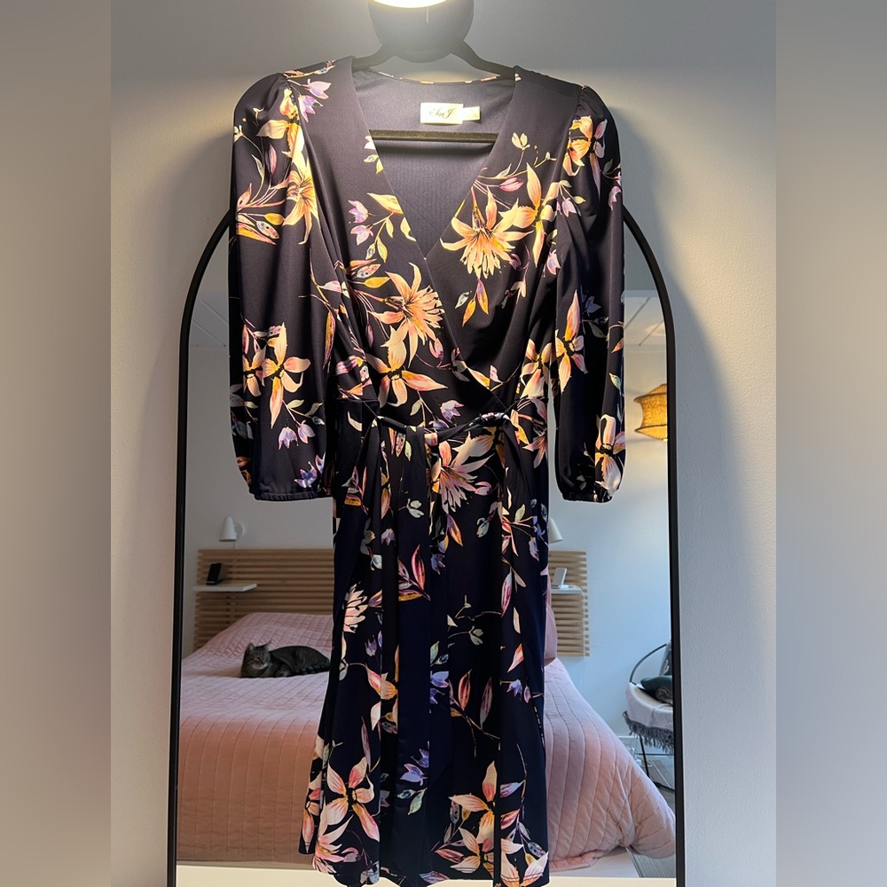 Eliza J Floral Wrap Dress Large Petite